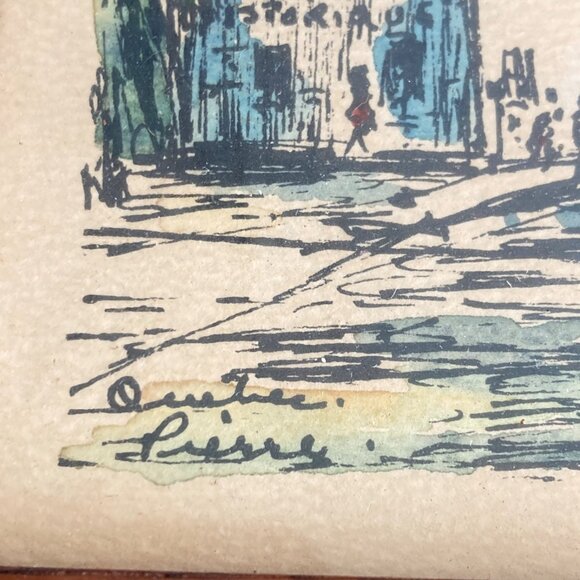 Set Of 2 Paintings Quebec Scene Small Mini Artwork Aged Patina Cottage Signed - Picture 4 of 14